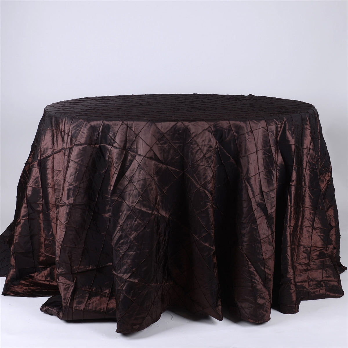 Chocolate Brown - 132 inch Pintuck Satin Round Tablecloths