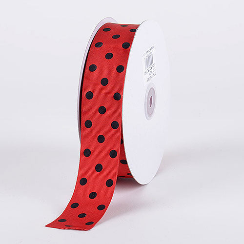 Grosgrain Ribbon Polka Dot Fuchsia with White Dots ( 7/8 inch | 50 Yards )