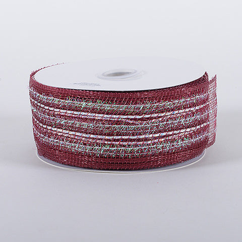 Burgundy - Laser Metallic Mesh Ribbon ( 4 Inch x 25 Yards ) FuzzyFabric - Wholesale Ribbons, Tulle Fabric, Wreath Deco Mesh Supplies