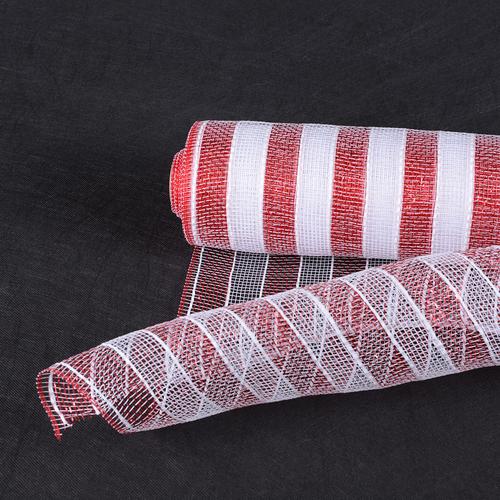 Wholesale Poly Deco Mesh Wrap with Laser Mono Stripe - Bulk