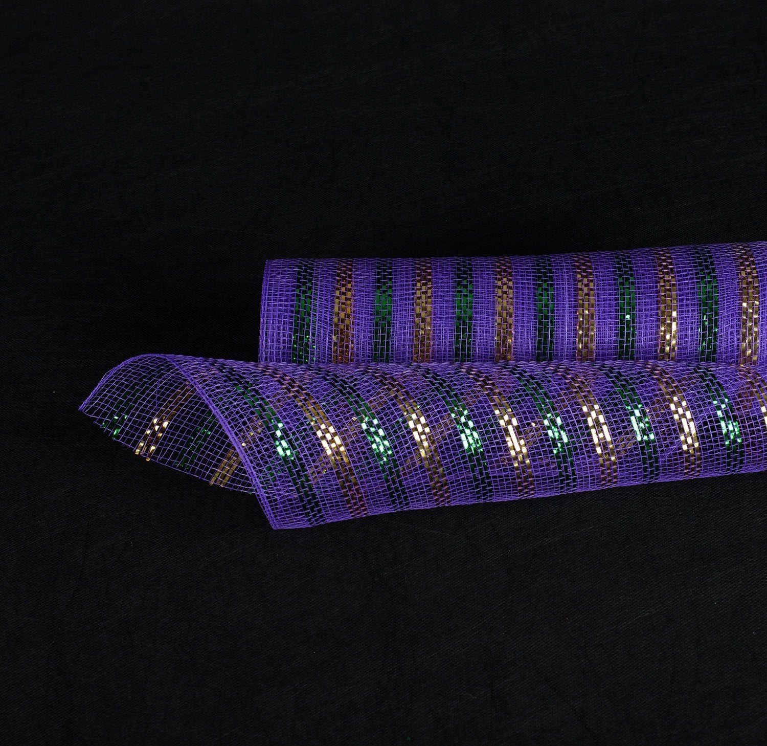 Purple with Multi Color Lines - Poly Deco Mesh Wrap with Laser Mono Stripe  ( 21 Inch x 10 Yards )