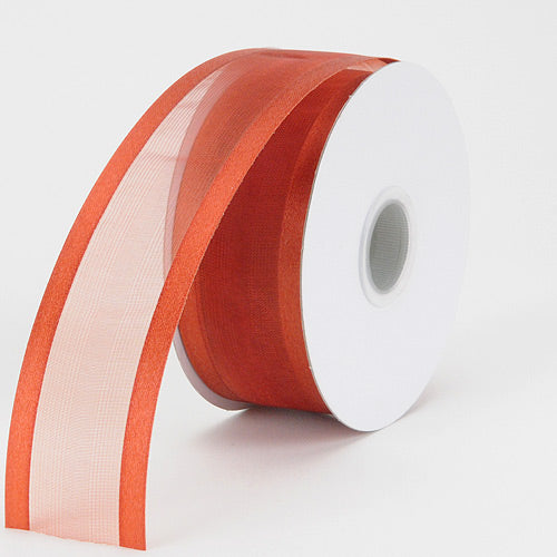Navy - Organza Ribbon Two Striped Satin Edge - ( 1-1/2 inch | 100 Yards )