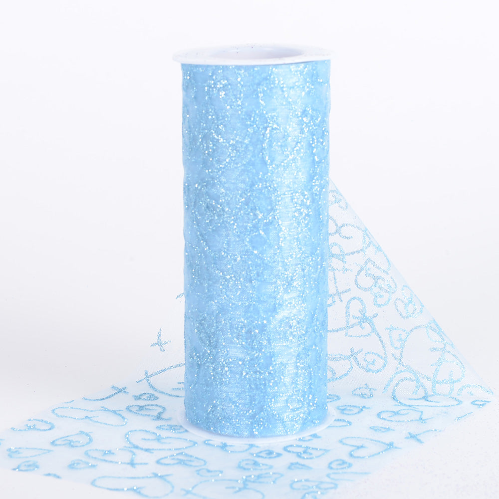 Light Blue Glitter Tulle Roll 6 inch by 10 Yards