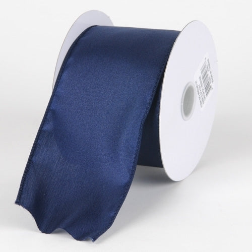 Navy blue satin acetate ribbon is a deep navy color