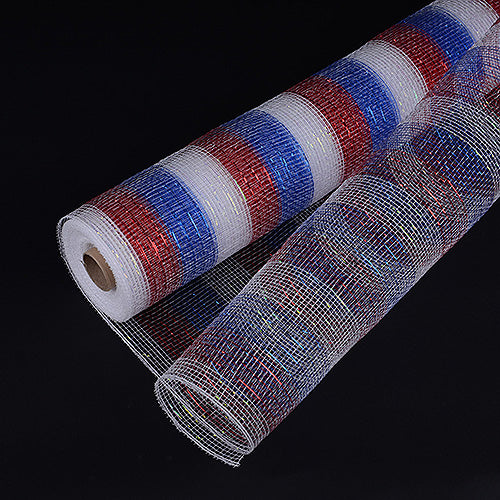 Wholesale Poly Deco Mesh Wrap with Laser Mono Stripe - Bulk